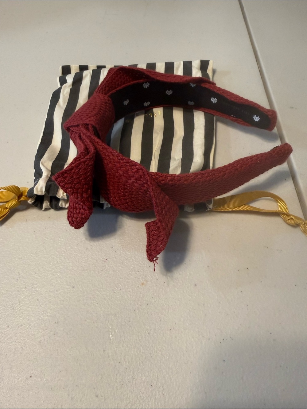 Lele Sadoughi Burgundy Knotted Textured Headband